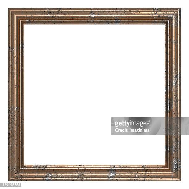 frame series i - square / old bronze (clipping path) - bronze alloy stock pictures, royalty-free photos & images