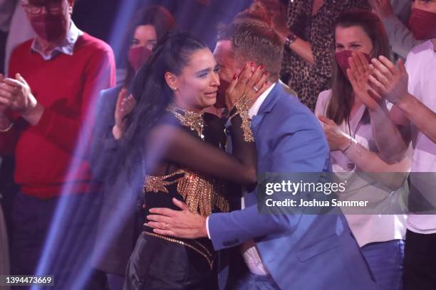 Amira Pocher and Oliver Pocher seen on stage during the 9th show of the 15th season of the television competition show "Let's Dance" at MMC Studios...