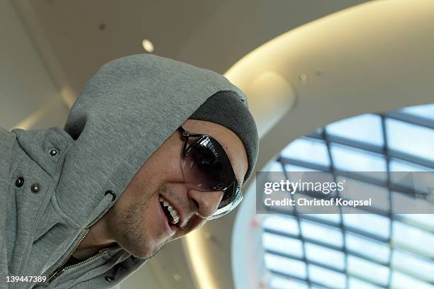 Marco Huck of Germany poses prior to the public training at Canstatter Carre on February 21, 2012 in Stuttgart, Germany. The WBA World Championship...