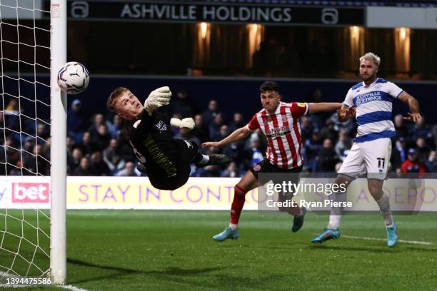 Murphy Mahoney of Queens Park Rangers saves a shot during the Sky Bet Championship match between Queens Park Rangers and Sheffield United at The...