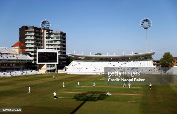 General vie during the LV= Insurance County Championship match between Nottinghamshire and Worcestershire at Trent Bridge on April 29, 2022 in...