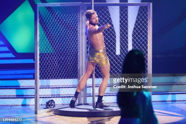 Bastian Bielendorfer performs on stage during the 9th show of the 15th season of the television competition show "Let's Dance" at MMC Studios on...