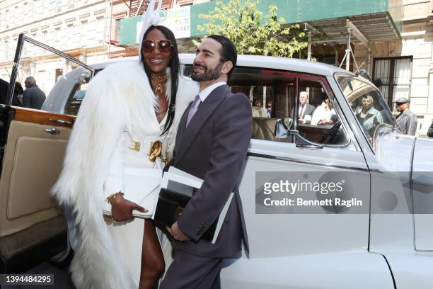 Naomi Campbell and Marc Jacobs attend the André Leon Talley Celebration of Life at The Abyssinian Baptist Church on April 29, 2022 in New York City.