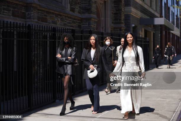 Aoki Lee Simmons, Ming Lee Simmons and Kimora Lee Simmons attend the André Leon Talley Celebration of Life at The Abyssinian Baptist Church on April...