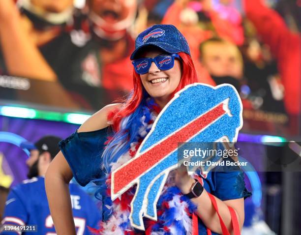 Buffalo Bills fan Angela Zaffuto poses before round two of the 2022 NFL Draft on April 29, 2022 in Las Vegas, Nevada.