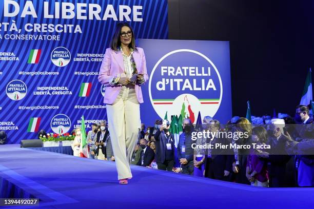 Daniela Santanche of Fratelli D'Italia Party attends the 'Italia Energia da Liberare' conference at Mico Center on April 29, 2022 in Milan, Italy.