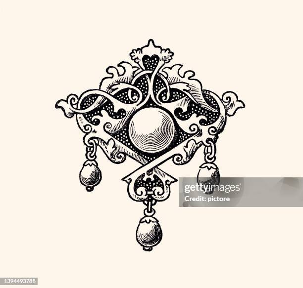 jewelry : design element (xxxl with lots of details) - pearl jewellery stock illustrations