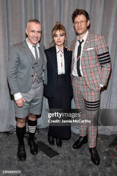 Thom Browne, Imogen Poots and James Norton attend the Thom Browne Fall 2022 runway show on April 29, 2022 in New York City.