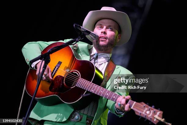 Charley Crockett performs onstage during Day 1 of the 2022 Stagecoach Festival at the Empire Polo Field on April 29, 2022 in Indio, California.
