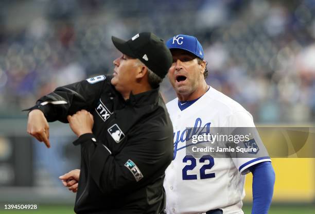 Manager Mike Matheny of the Kansas City Royals is ejected from the game after arguing with umpire Manny Gonzalez during the 2nd inning of the game...