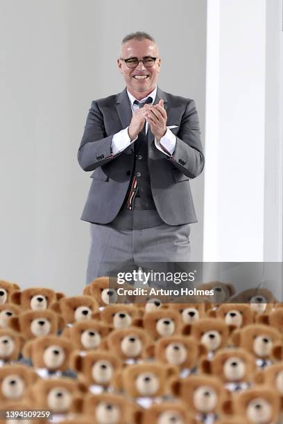 Thom Browne walks the runway for the Thom Browne Fall 2022 fashion show on April 29, 2022 in New York City.