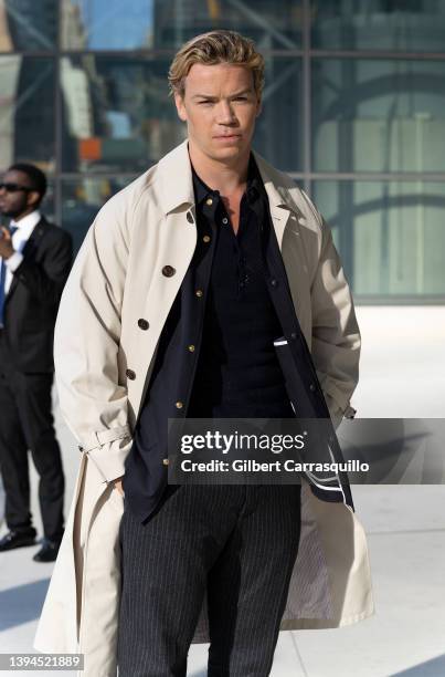 Actor Will Poulter is seen arriving to Thom Browne Fall 2022 runway show at Javits Center on April 29, 2022 in New York City.