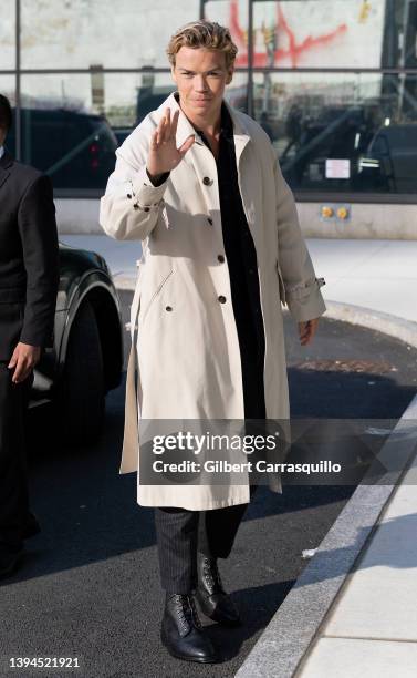 Actor Will Poulter is seen arriving to Thom Browne Fall 2022 runway show at Javits Center on April 29, 2022 in New York City.