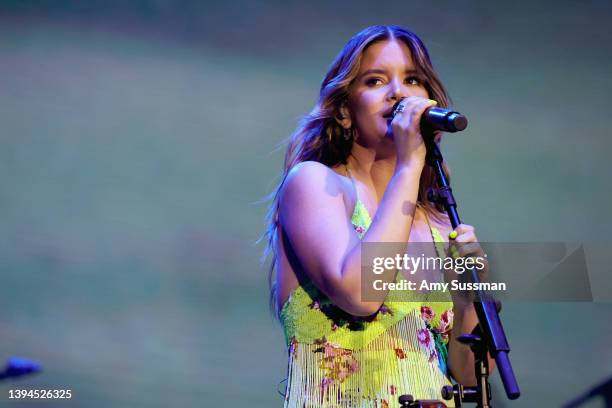 Maren Morris performs onstage during Day 1 of the 2022 Stagecoach Festival at the Empire Polo Field on April 29, 2022 in Indio, California.