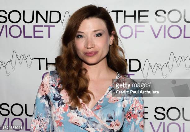 Actress Amanda Jaros attends the Los Angeles premiere of "The Sound Of Violet" at Regal Sherman Oaks Galleria on April 29, 2022 in Sherman Oaks,...