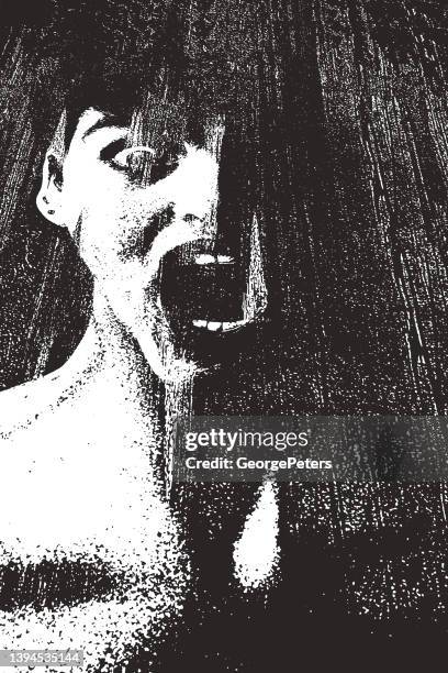 scary woman monster screaming - of deformed people stock illustrations