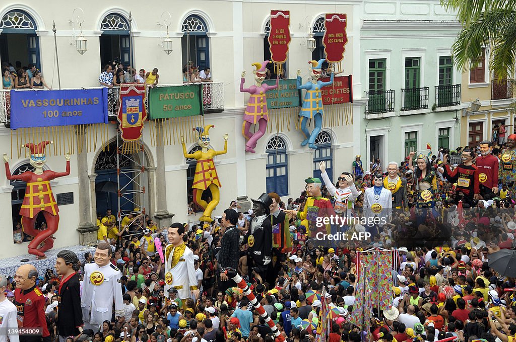 Revelers dance to the sound of Frevo --a