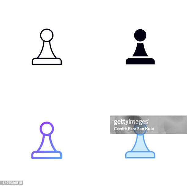 pawn icon design in four style with editable stroke. line, solid, flat line and color gradient line. suitable for web page, mobile app, ui, ux and gui design. - queen-chess-piece-clip-art stock illustrations