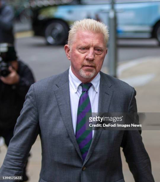 Boris Becker arrives at court for his sentencing at Southwark Crown Court on April 29, 2022 in London, England. Six-time Grand Slam Tennis Champion...