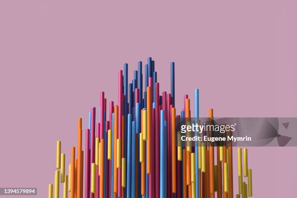 3d abstract composition of multi colored cylinders - analytics fotografías e imágenes de stock