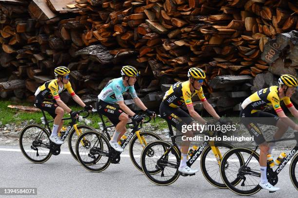 Steven Kruijswijk of Netherlands, Rohan Dennis of Australia Turquoise Leader Jersey, Robert Gesink of Netherlands and Gijs Leemreize of Netherlands...