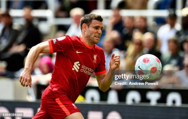 James Milner of Liverpool during the Premier League match between Newcastle United and Liverpool at St. James Park on April 30, 2022 in Newcastle...