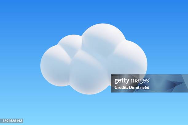 vector 3d cloud on blue sky background. - fluffy cloud isolated stock illustrations