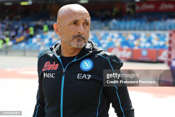 Luciano Spalletti SSC Napoli coach before the Serie A match between SSC Napoli and US Sassuolo at Stadio Diego Armando Maradona on April 30, 2022 in...