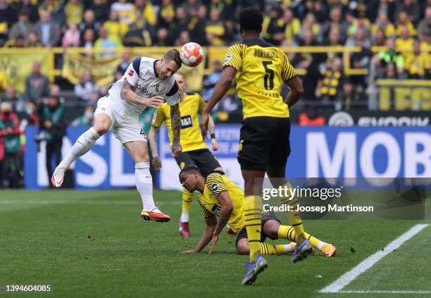 Sebastian Polter of VfL Bochum 1848 scores the first goal during the Bundesliga match between Borussia Dortmund and VfL Bochum at Signal Iduna Park...