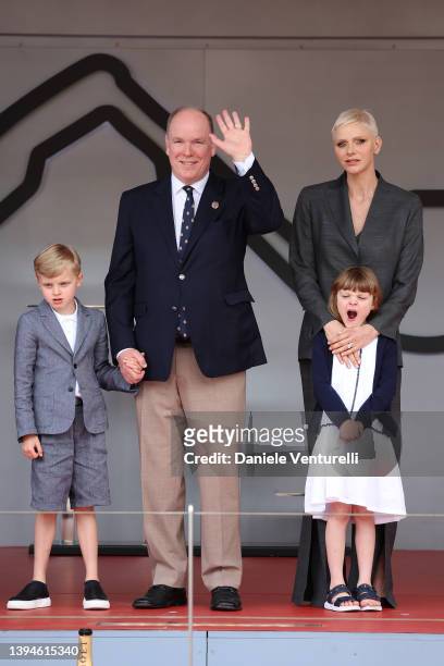 Hereditary Prince Jacques, Albert II OLY sovereign prince of Monaco, Princess Consort of Monaco Charlene Wittstock and Princess Gabriella are seen at...