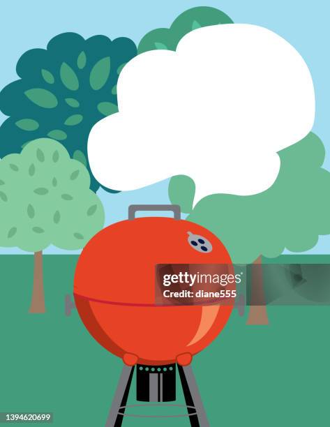 cute flat color barbecue party invitation template - tree transparent background stock illustrations