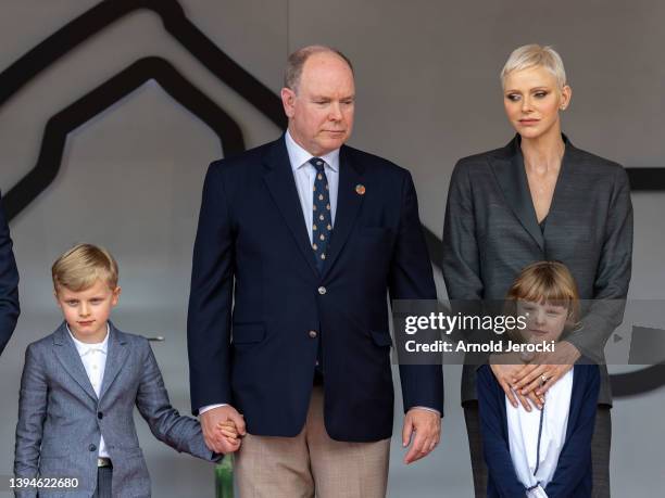 Hereditary Prince Jacques, Prince Albert II of Monaco, Princess Charlene and Princess Gabriella attend the ABB FIA Formula E Championship - 2022...