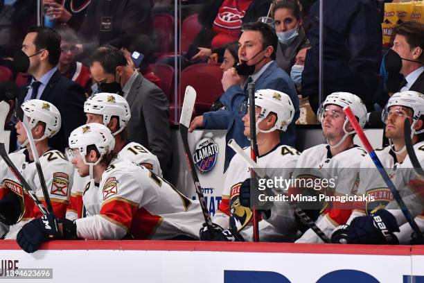 Interim head coach of the Florida Panthers, Andrew Brunette, handles bench duties during the second period against the Montreal Canadiens at Centre...