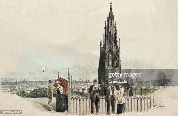 view of berlin from the heights of victoria park - berlin stock illustrations