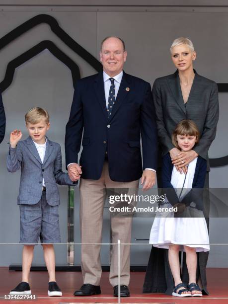 Hereditary Prince Jacques, Prince Albert II of Monaco, Princess Charlene of Monaco and Princess Gabriella attend the ABB FIA Formula E Championship -...