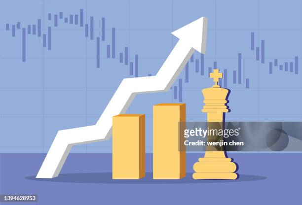 chess and chart stock market rising - king chess piece stock illustrations