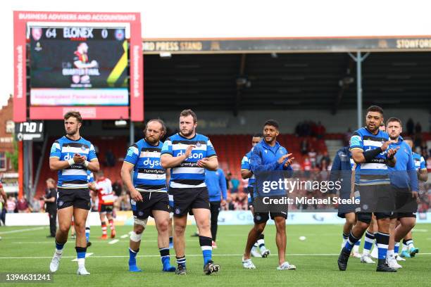 The Bath players following their 0-64 defeat during the Gallagher Premiership Rugby match between Gloucester Rugby and Bath Rugby at Kingsholm...