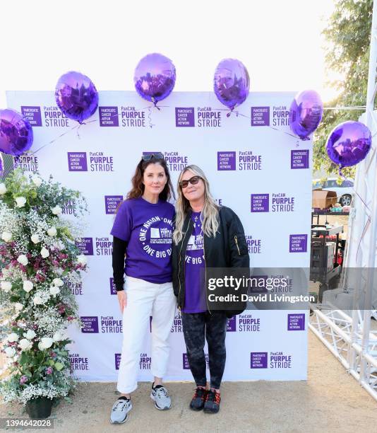 Jean Trebek and Nicky Trebek attend PanCAN PurpleStride: The Ultimate Event to End Pancreatic Cancer at the Los Angeles Zoo on April 30, 2022 in Los...