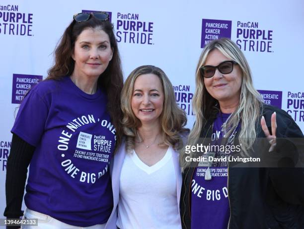 Jean Trebek, Pancreatic Cancer Action Network President and CEO Julie Fleshman and Nicky Trebek attend PanCAN PurpleStride: The Ultimate Event to End...