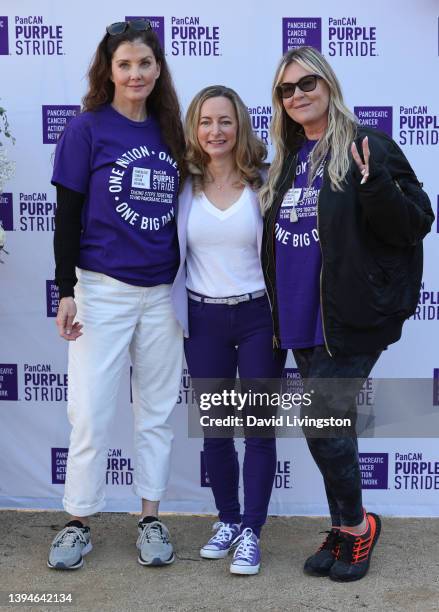 Jean Trebek, Pancreatic Cancer Action Network President and CEO Julie Fleshman and Nicky Trebek attend PanCAN PurpleStride: The Ultimate Event to End...