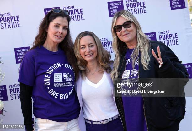 Jean Trebek, Pancreatic Cancer Action Network President and CEO Julie Fleshman and Nicky Trebek attend PanCAN PurpleStride: The Ultimate Event to End...