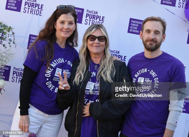 Jean Trebek, Nicky Trebek and Brad Rutter attend PanCAN PurpleStride: The Ultimate Event to End Pancreatic Cancer at the Los Angeles Zoo on April 30,...
