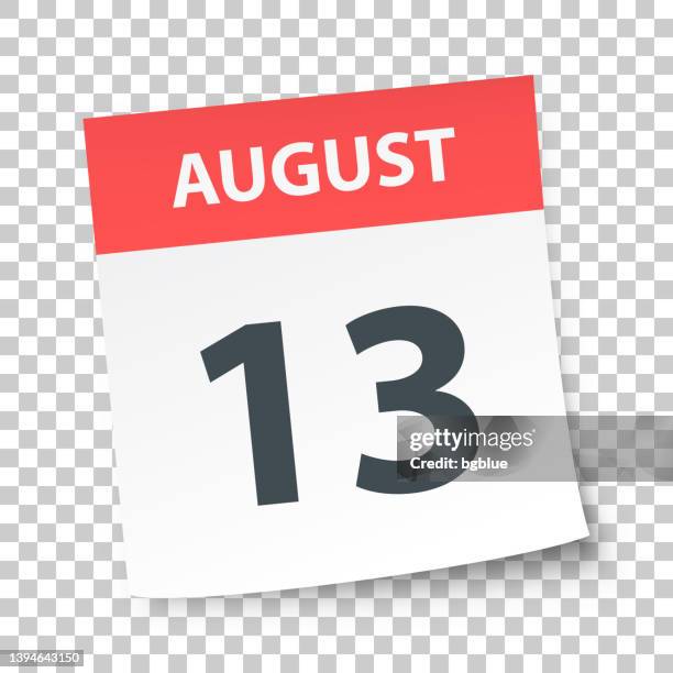 bildbanksillustrationer, clip art samt tecknat material och ikoner med august 13 - daily calendar on blank background - rutin