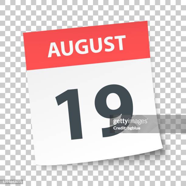 august 19 - daily calendar on blank background - number 19 stock illustrations