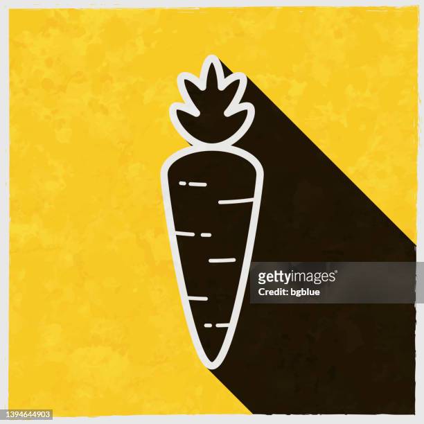 stockillustraties, clipart, cartoons en iconen met carrot. icon with long shadow on textured yellow background - carrots white background