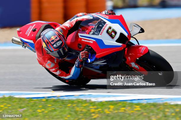 Stefan Bradl of Germany and HRC Honda Test Team during the qualifying practice session of the MotoGP Gran Premio Red Bull de España at Circuito de...