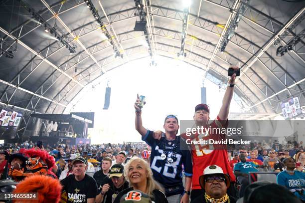 Football fans cheers during round four of the 2022 NFL Draft on April 30, 2022 in Las Vegas, Nevada.