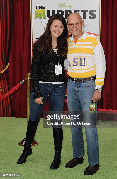 Political personality James Carville and daughter arrive for "The Muppet" Los Angeles Premiere held at the El Capitan Theatre on November 12, 2011 in...