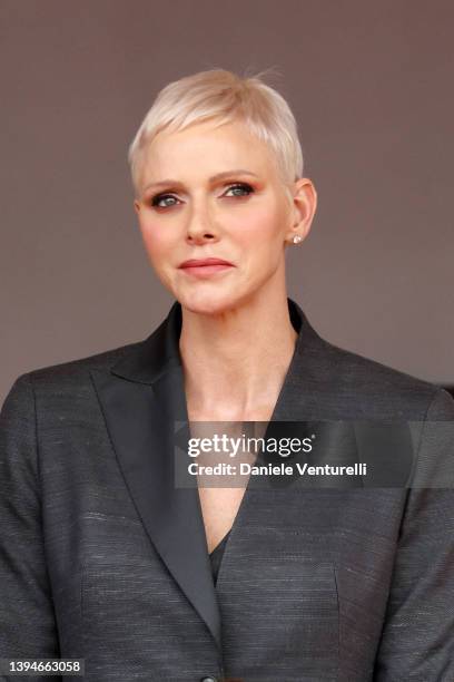 Princess Consort of Monaco Charlene Wittstock is seen at ABB FIA Formula E World Championship In Monaco on April 30, 2022 in Monaco, Monaco.