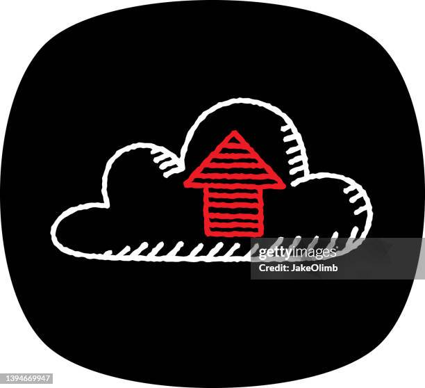 cloud upload doodle 3 - black computer engineer stock illustrations